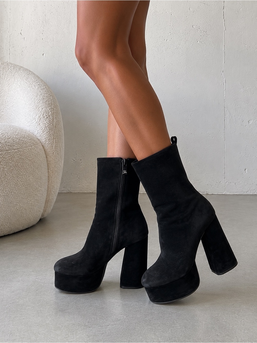 Christian Louboutin Izamaya 130 Black Suede Leather Platform Ankle Boots 37.5